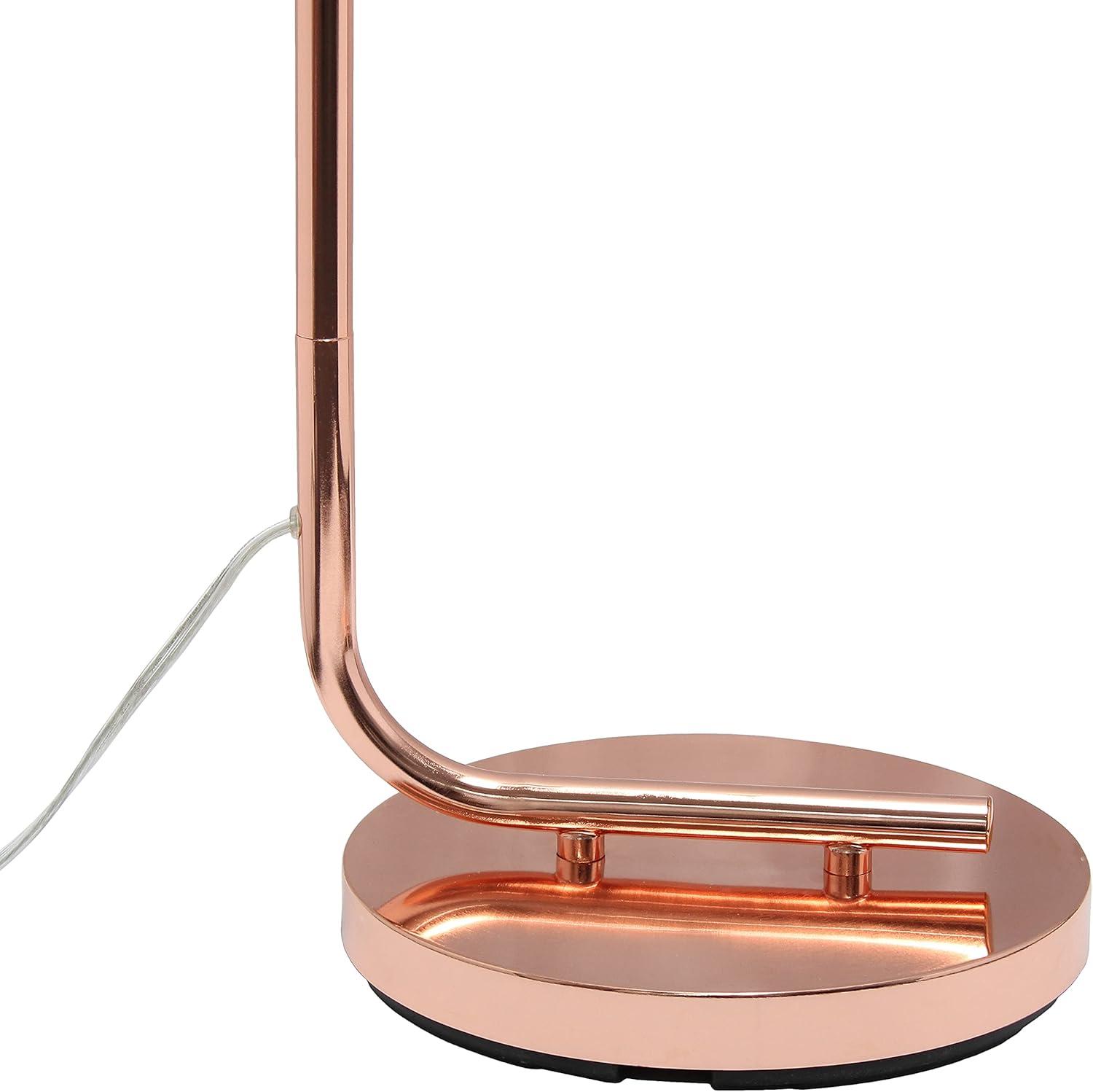 Elegant Rose Gold Arc Floor Lamp with Clear Glass Shade