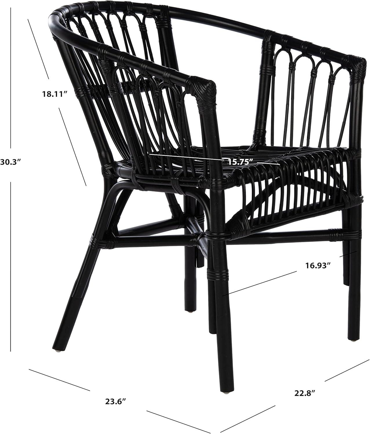 SAFAVIEH Adriana Solid Rattan Armchair, Black, Set of 2