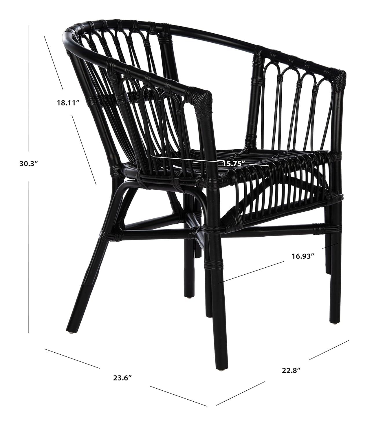 Adriana Rattan Accent Chair - Set of 2 - ACH6505 - Black - Safavieh
