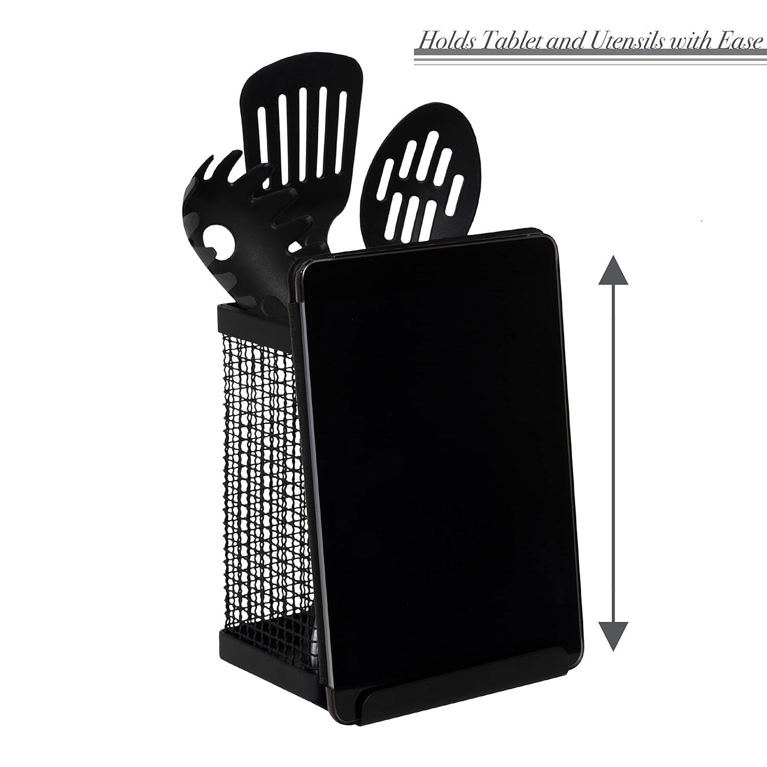 Kitchen Details Industrial Collection Tablet and Utensil Holder in Matte Black
