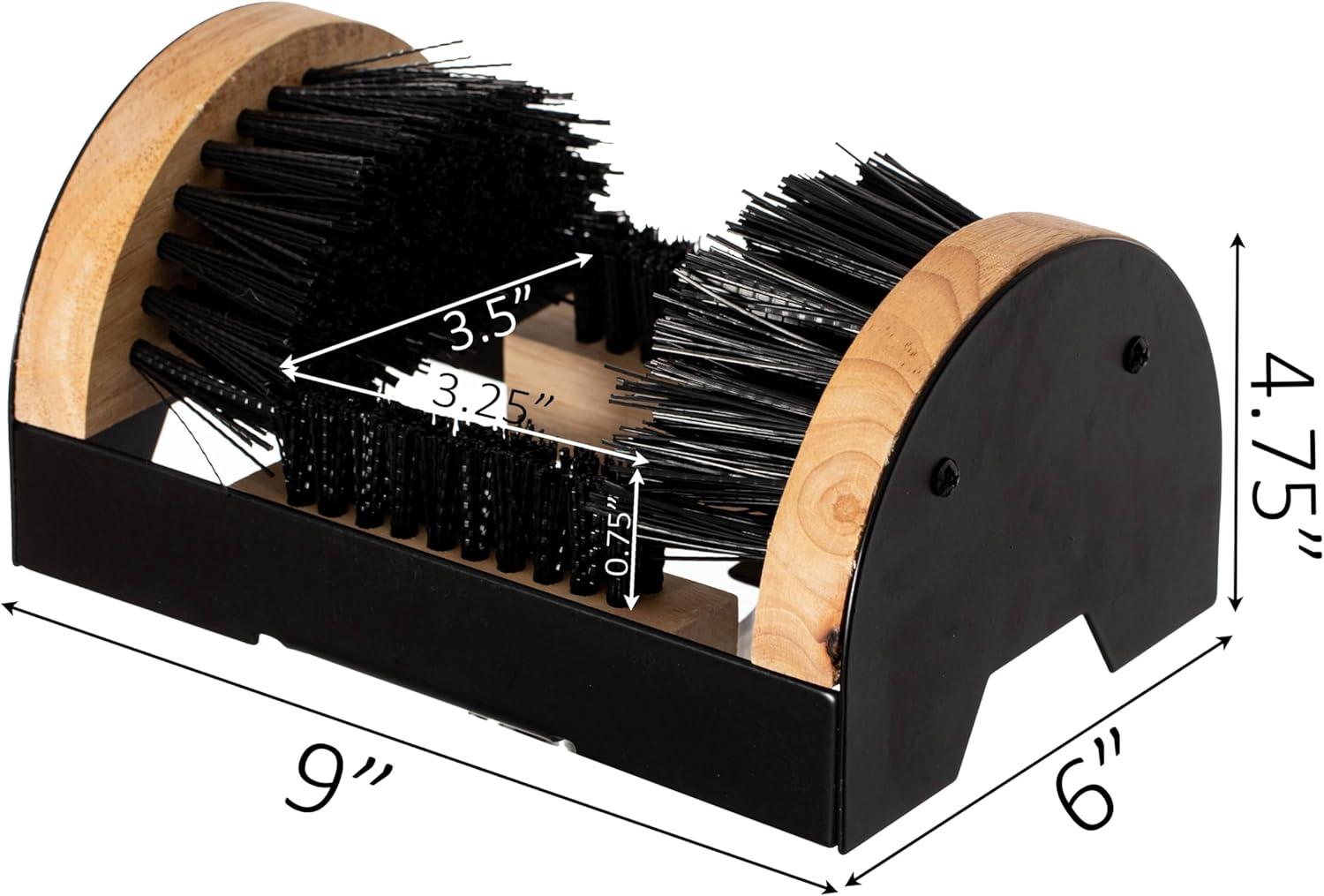Gardenised Heavy-Duty Metal & Wooden Base Shoe Cleaner & Boot Scraper, Portable or Floor-Mounted Scrubbing Brush, Removes Mud, Snow and Sand, Wooden