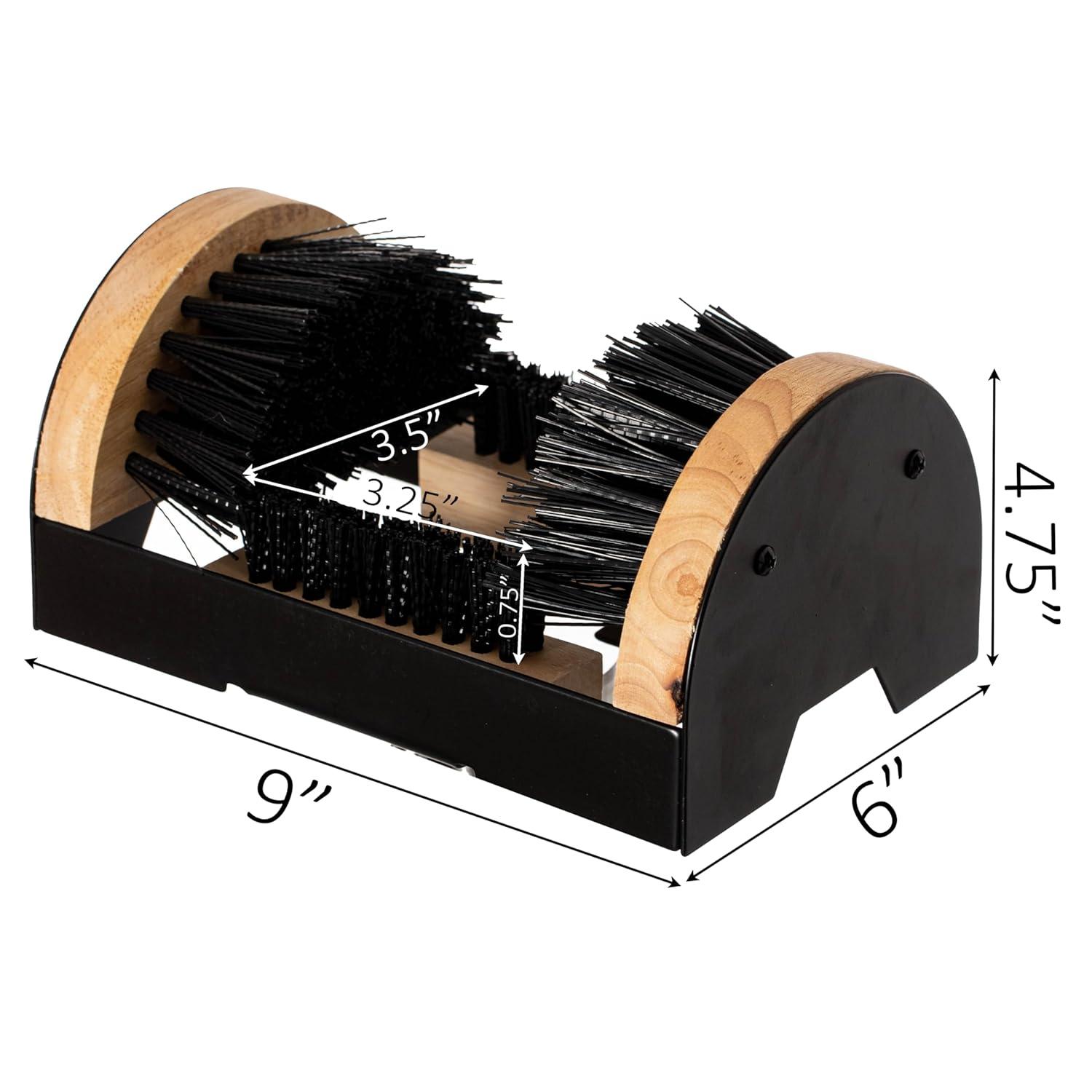 Gardenised Heavy-Duty Metal & Wooden Base Shoe Cleaner & Boot Scraper, Portable or Floor-Mounted Scrubbing Brush, Removes Mud, Snow and Sand, Wooden