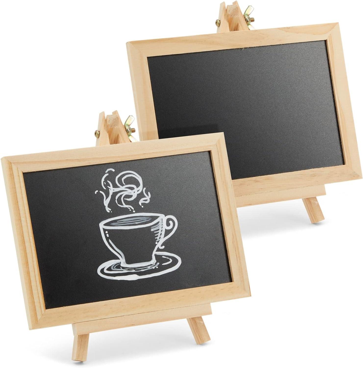 Juvale 6-Pack Mini Chalkboard Signs with Easel Stand for Table Decorations, Restaurant Food Display, Message Boards, Small Business, 7x7x4 in