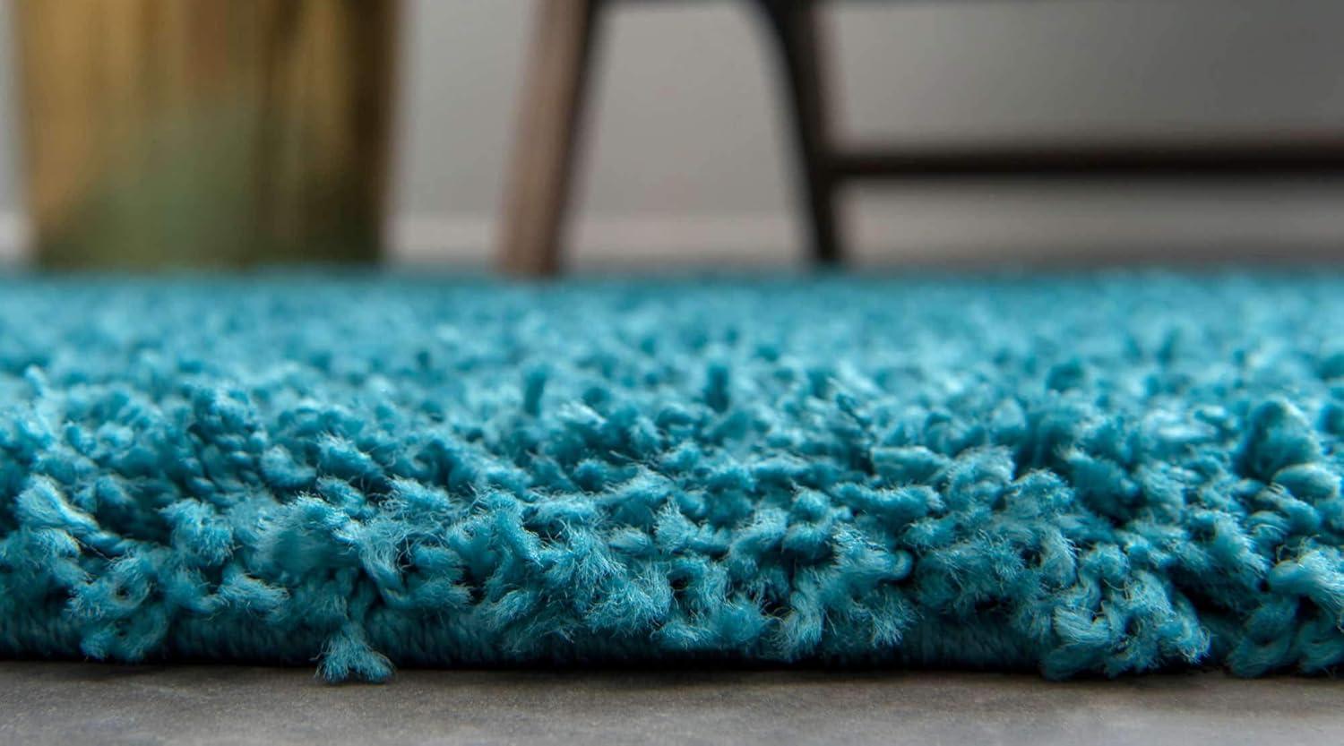 Unique Loom 2' 2 x 6' 7 Solid Shag Deep Aqua Blue Area Rug