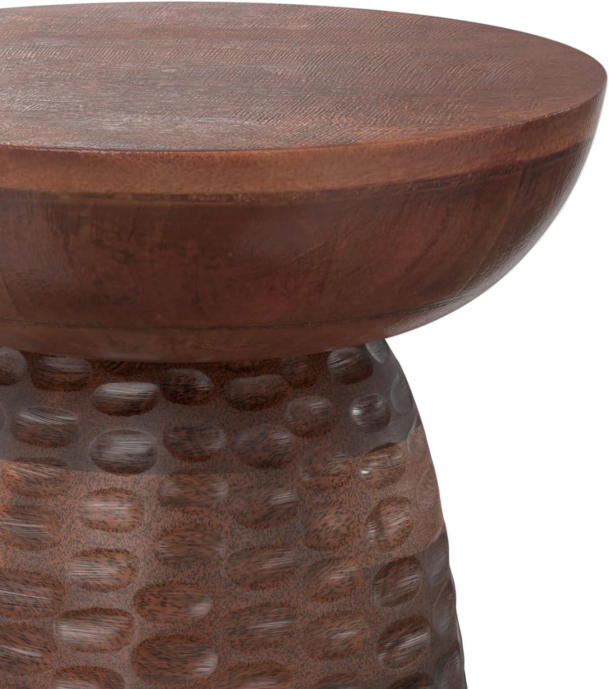 Simpli Home Boyd Solid Mango Wood Pedestal Accent End Table