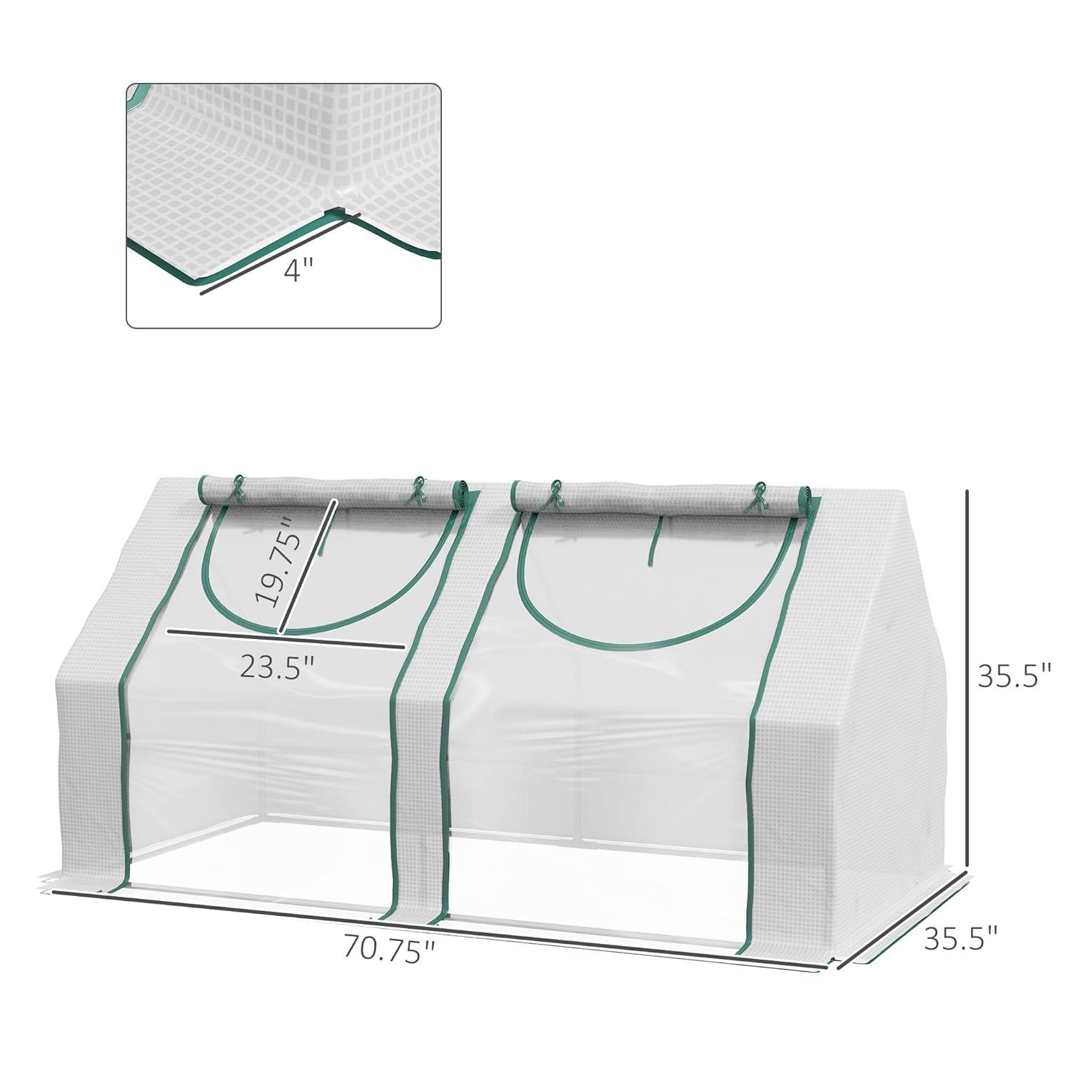 Outsunny 6' x 3' x 3' Portable Greenhouse, Garden Green House with 2 PE/Plastic Covers, Steel Frame and 2 Roll Up Windows, Green