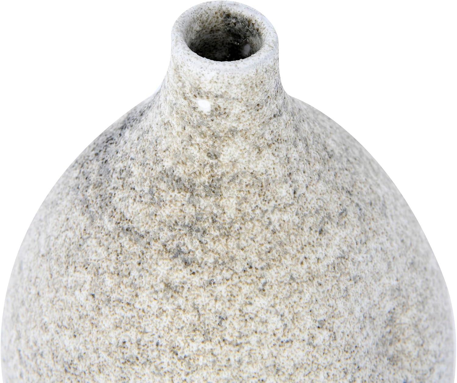 Creative Co-Op Small Round Terra-cotta Vase with Narrow Top and Distressed Glaze, Cream