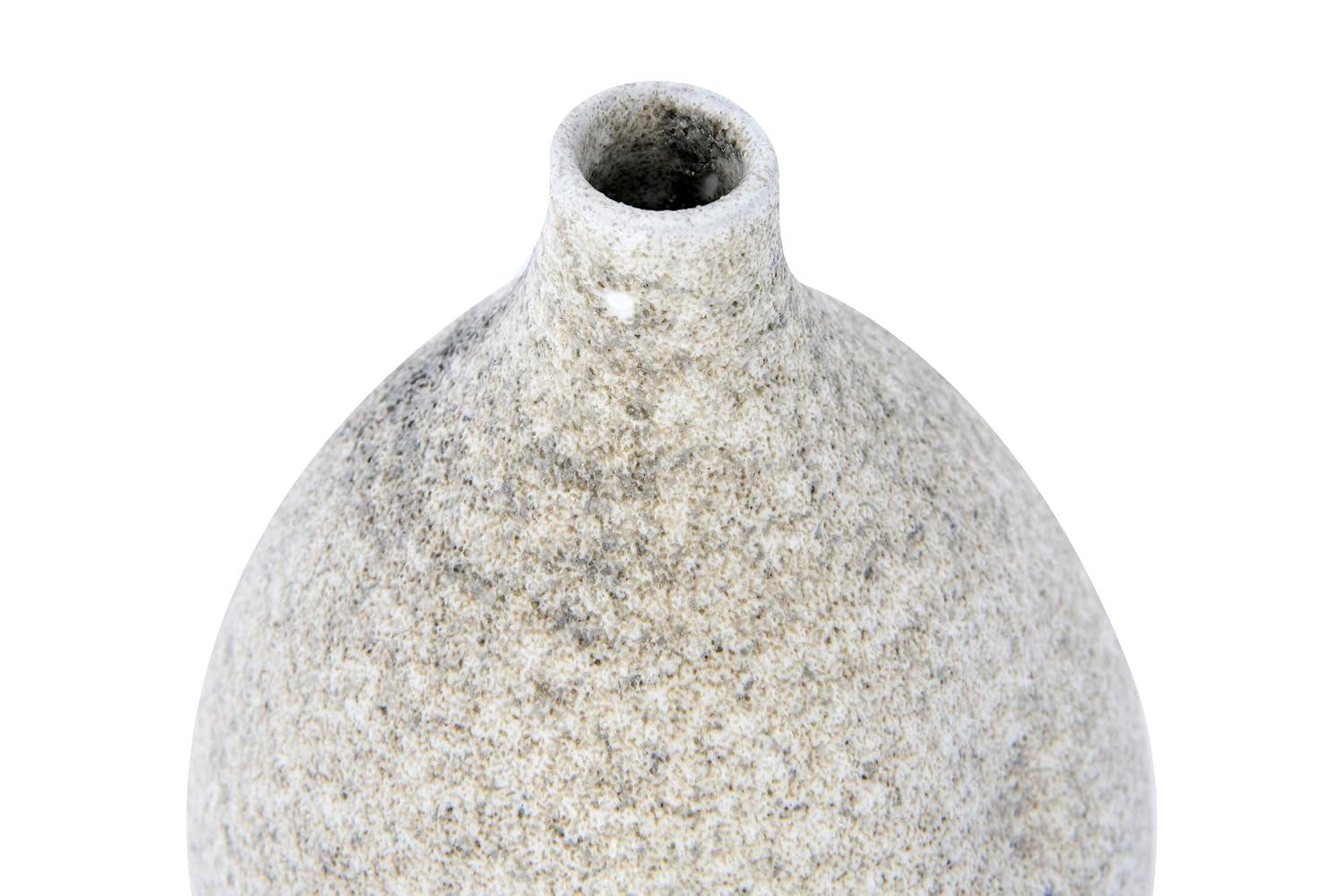 Creative Co-Op Small Round Terra-cotta Vase with Narrow Top and Distressed Glaze, Cream