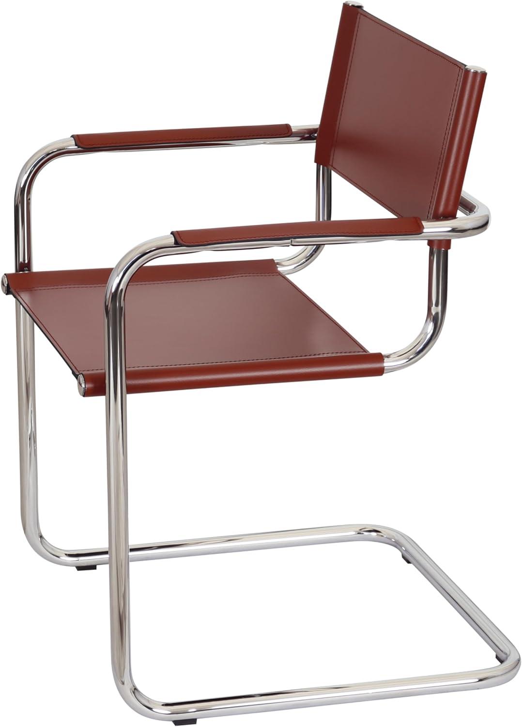 Breuer Chair Company Mart Stam Cantilever Armchair Arm Chair w/ Chrome-Plated Steel Frame (Various Bonded Leather Colors)