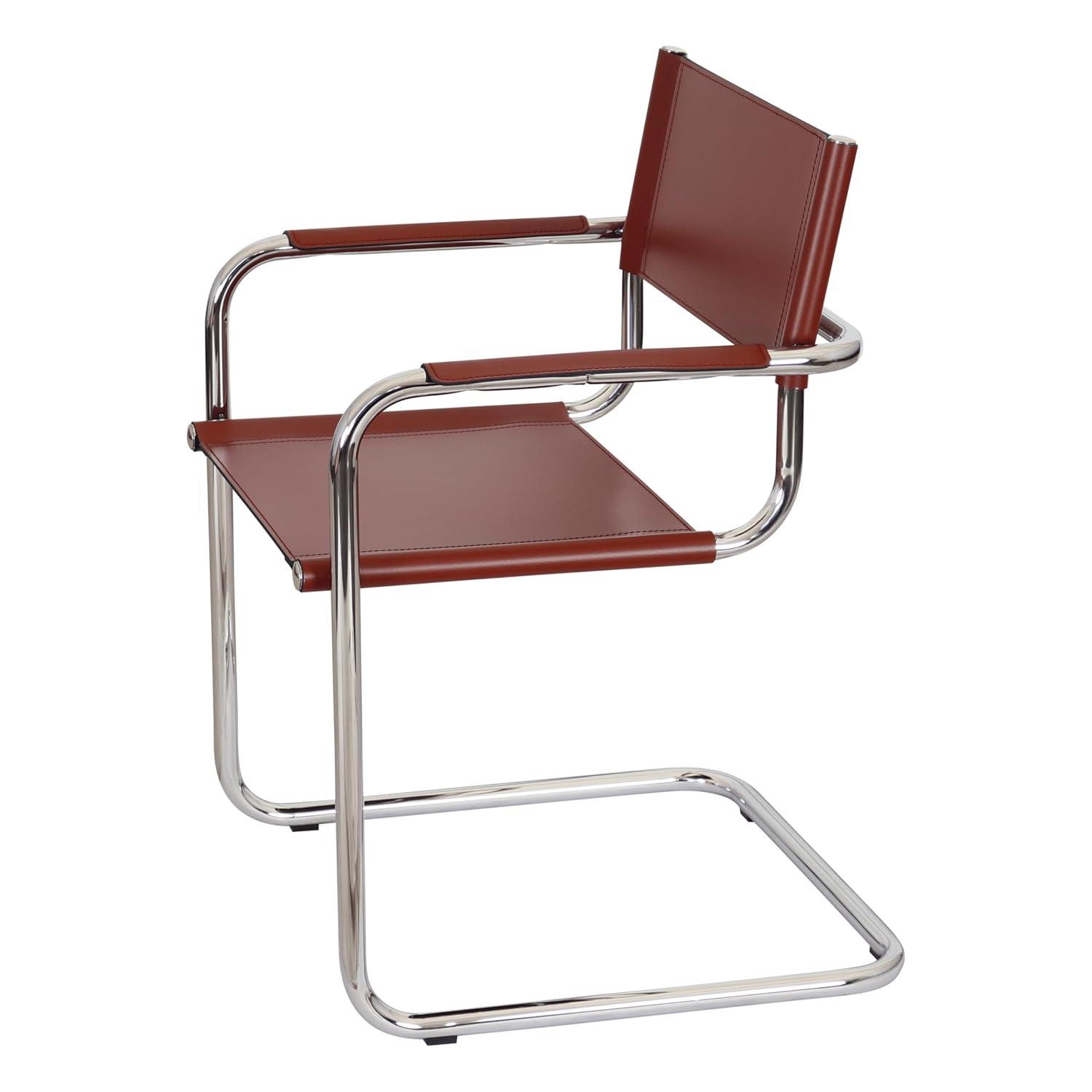 Breuer Chair Company Mart Stam Cantilever Armchair Arm Chair w/ Chrome-Plated Steel Frame (Various Bonded Leather Colors)