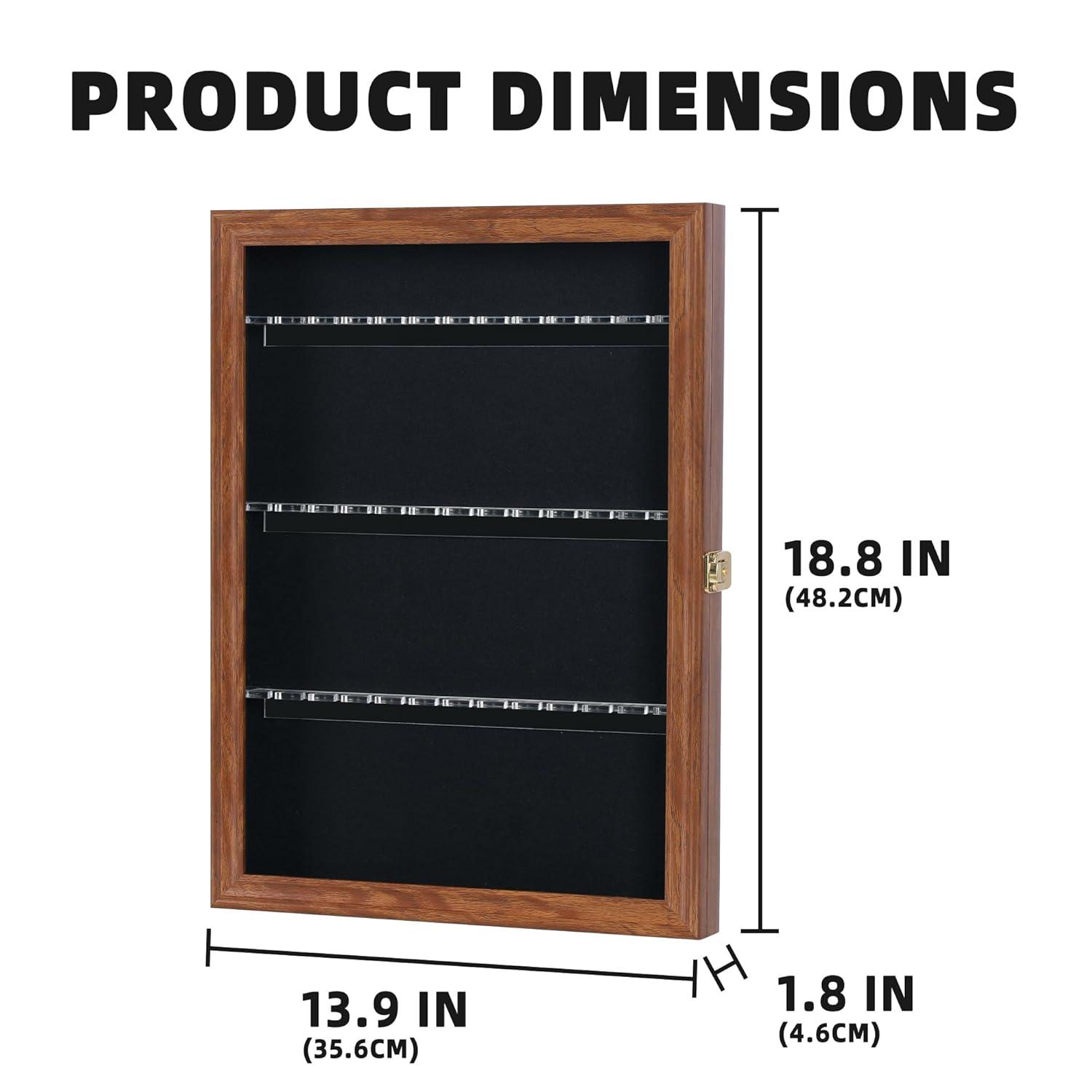 Walnut Finish Solid Wood Spoon Display Case with Glass Door