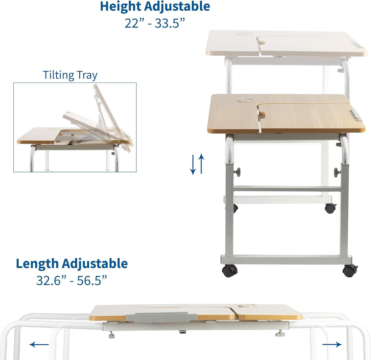 Adjustable Modern White Laminated Wood Writing Desk with Cup Holder