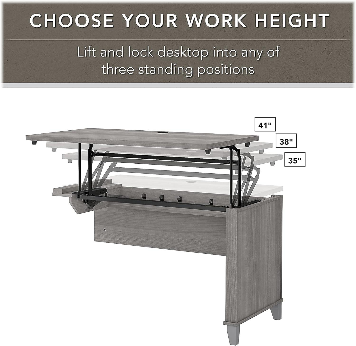 Somerset 72W Sit to Stand L Desk with Hutch in Platinum Gray - Engineered Wood