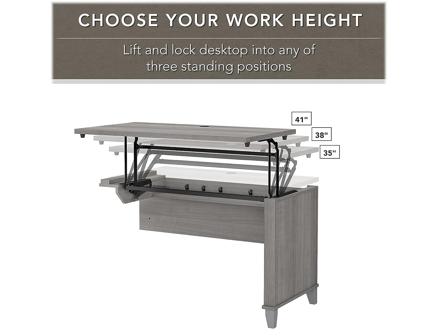 Somerset 72W Sit to Stand L Desk with Hutch in Platinum Gray - Engineered Wood