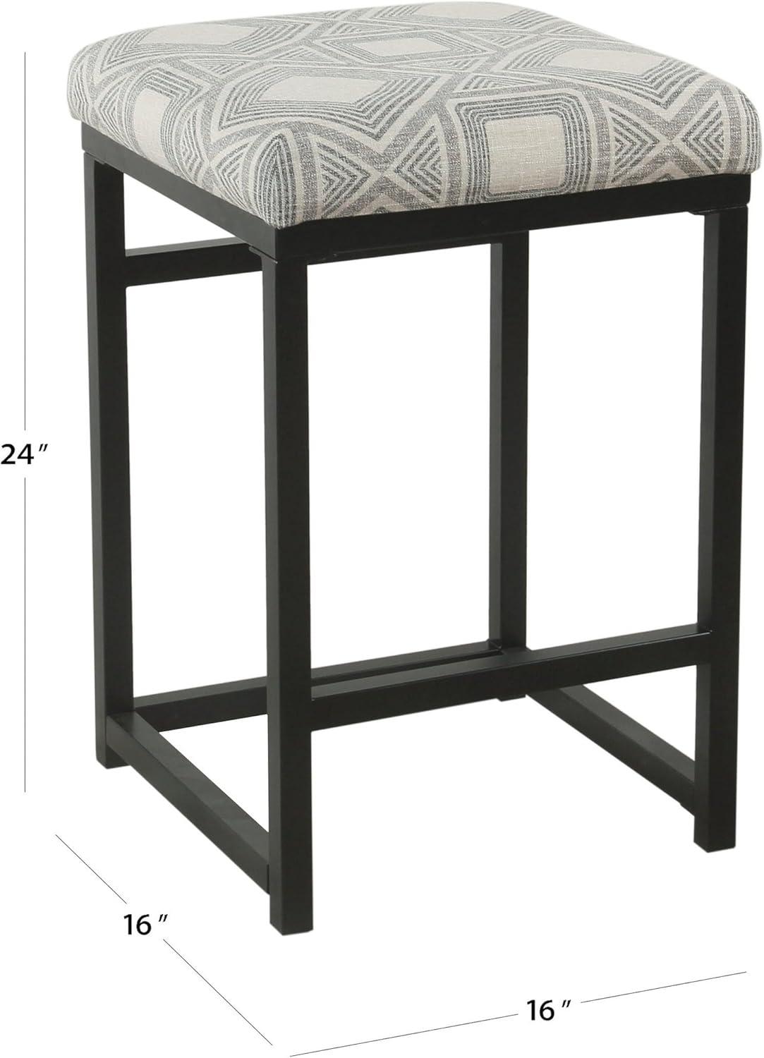 24" Open Back Metal Counter Height Barstool Charcoal - HomePop: Upholstered, Powder-Coated, 250lb Capacity