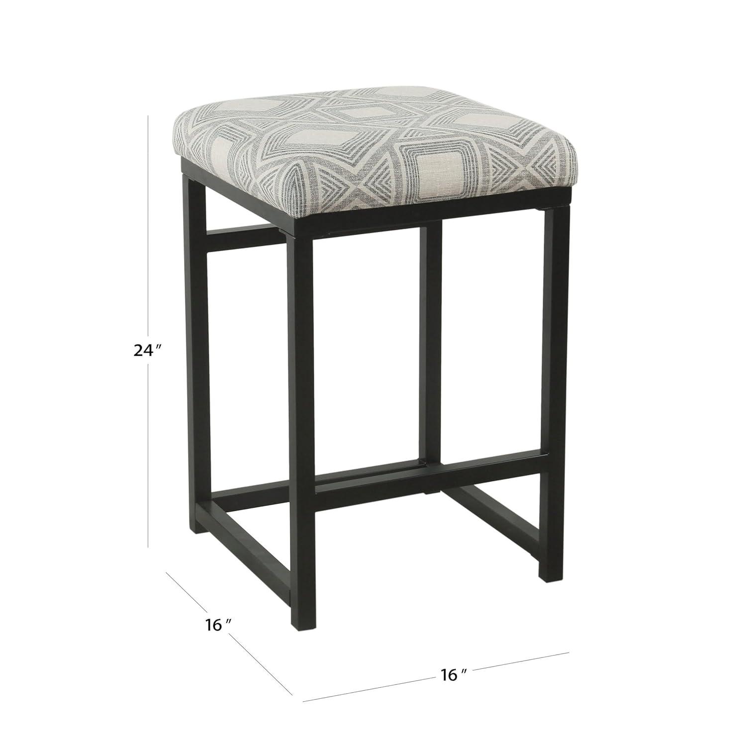 24" Open Back Metal Counter Height Barstool Charcoal - HomePop: Upholstered, Powder-Coated, 250lb Capacity
