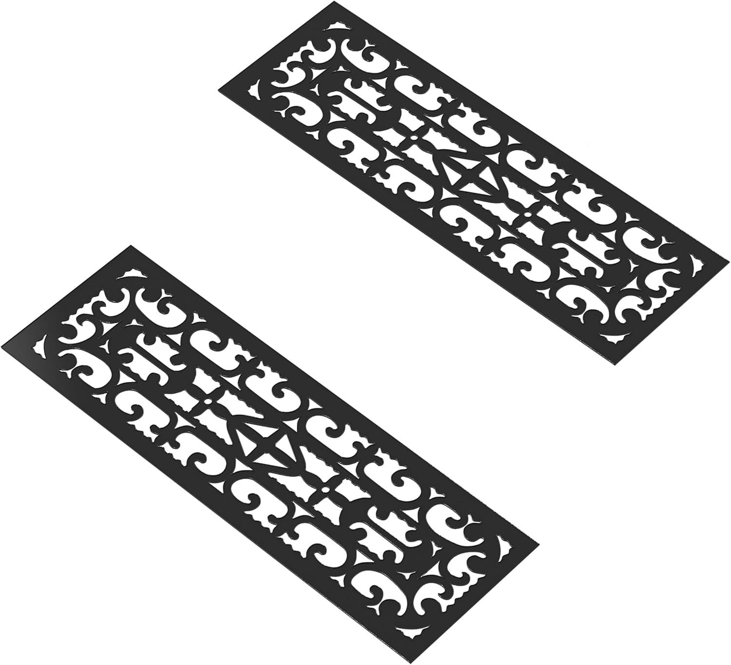 Set of 2 Non-Slip Stair Treads for Wooden Steps - Heavy Duty Decorative Runner with Traction Control Grip - Outdoor Rubber Mats by Pure Garden (Black)