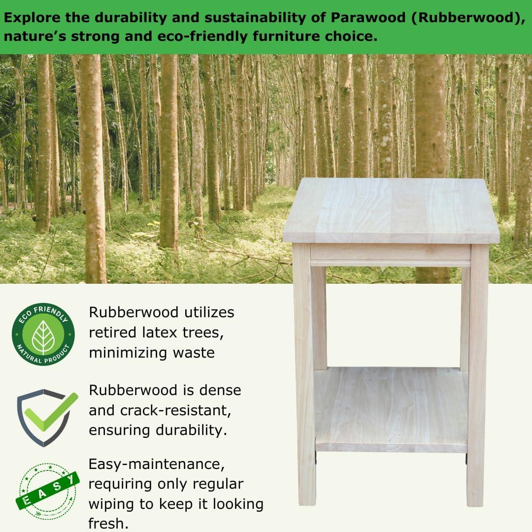 29" Square Portman Accent Table Unfinished - International Concepts: Solid Wood, Entryway Display, Parawood