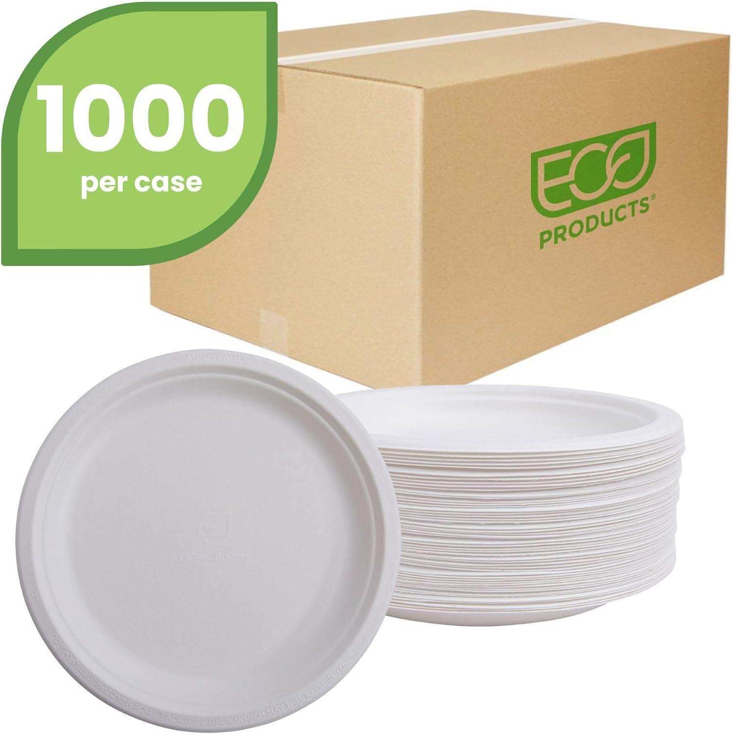 Vanguard Renewable and Compostable Sugarcane Plates, 6", White, 1,000/Carton