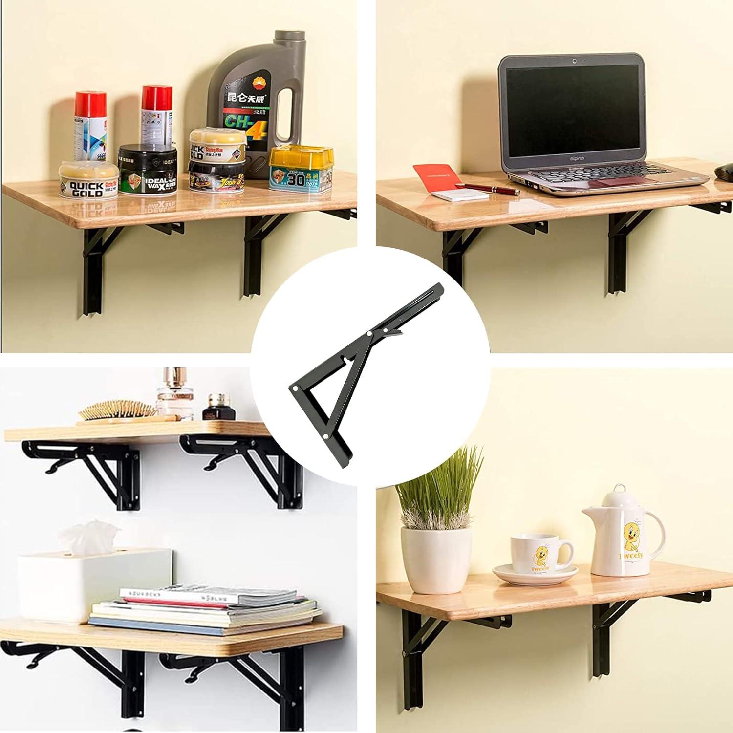 Heavy Duty Black Metal Folding Shelf Brackets