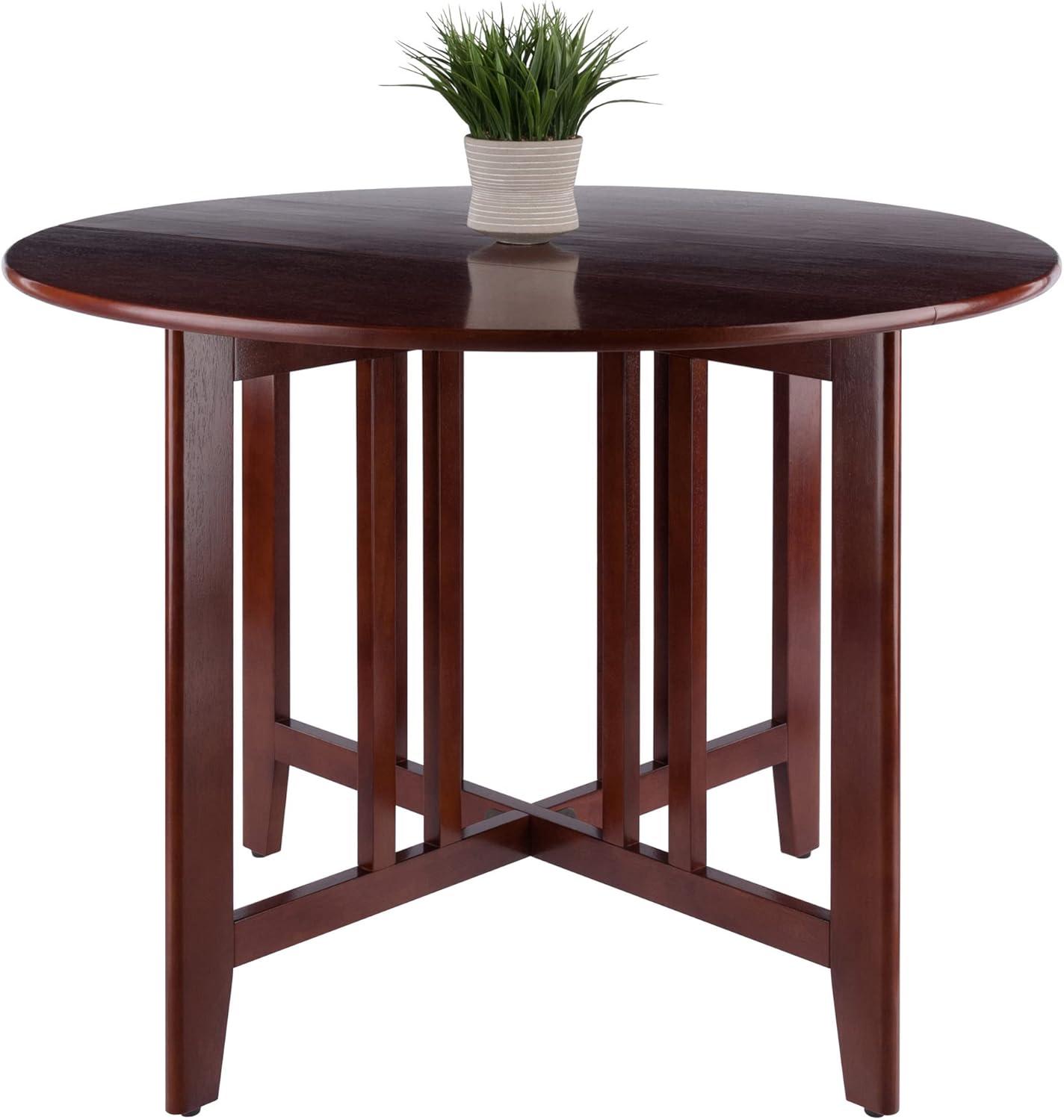 42" Alamo Round Double Drop Leaf Dining Table Wood/Walnut - Winsome: Hardwood Frame, Seats 4, Criss Cross Base