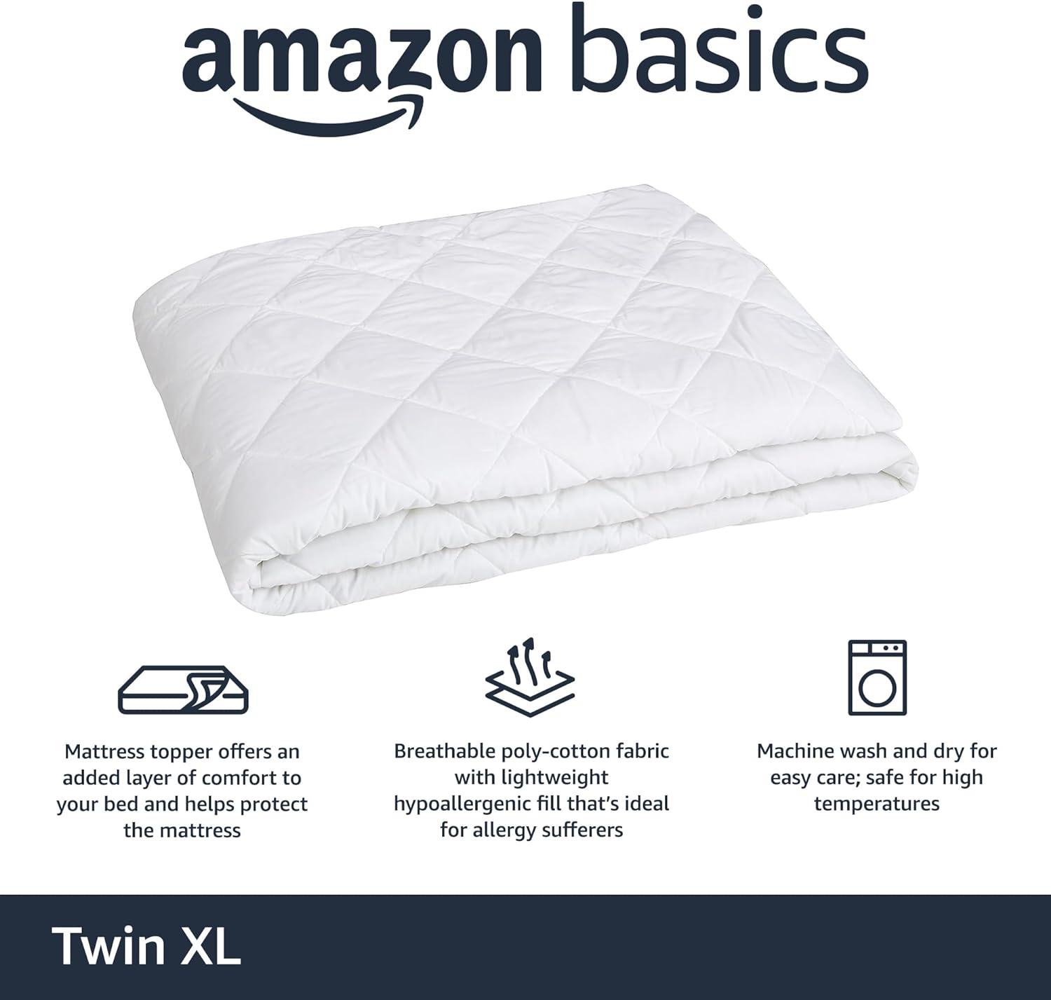 White Twin XL Hypoallergenic Quilted Mattress Topper