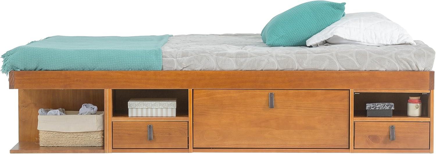 Memomad Bali Storage Platform Sturdy Bed Frame with Drawers & More (King Size, Oak Brown Wood)