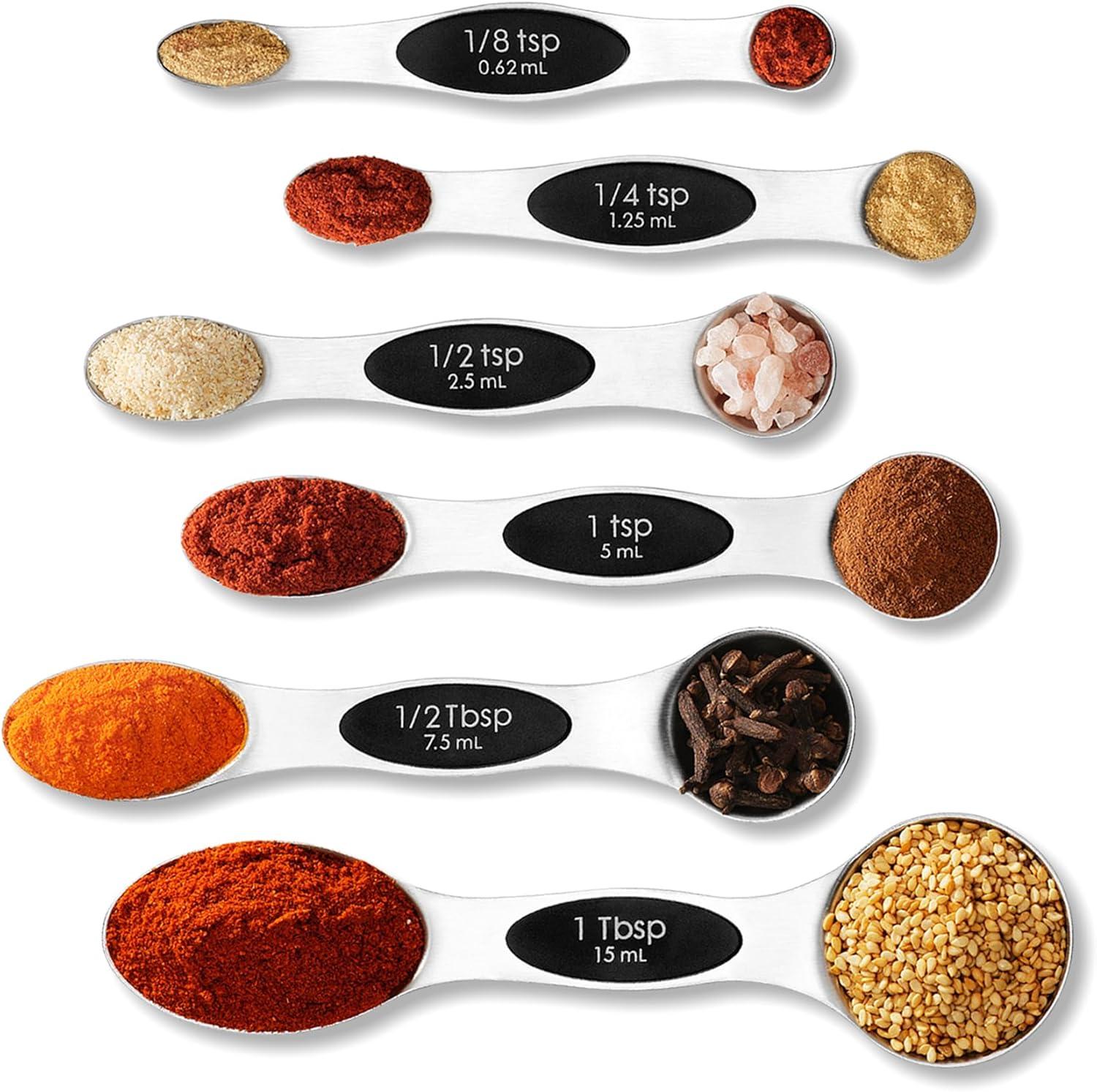 6 pc magnetic measuring spoon stainless steel