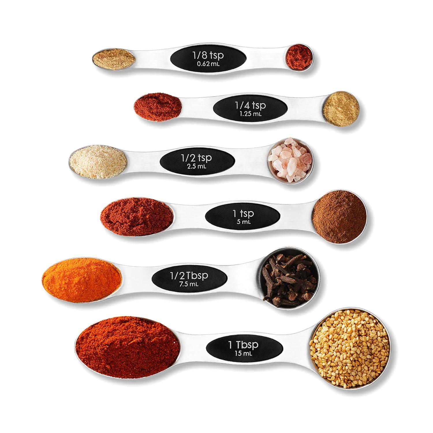 6 pc magnetic measuring spoon stainless steel