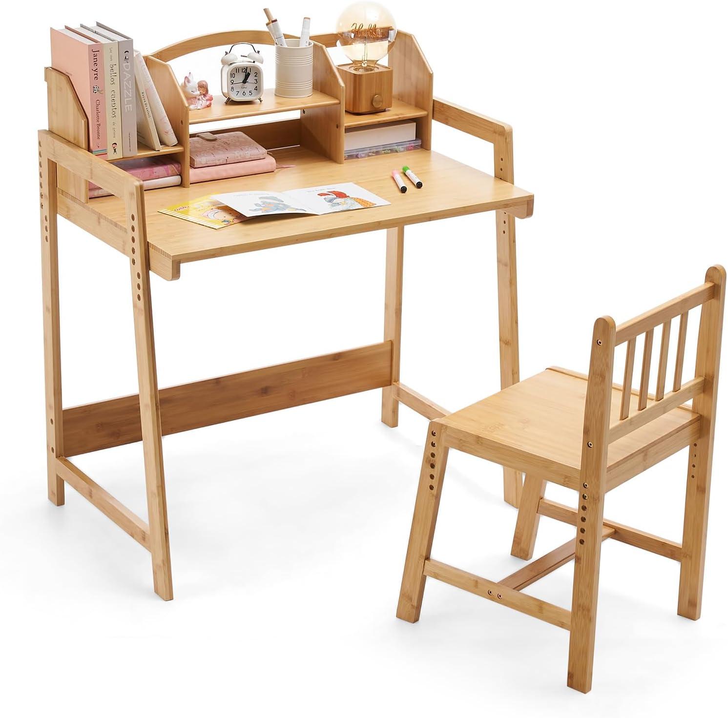 Nature Bamboo Adjustable Kids Desk and Chair Set