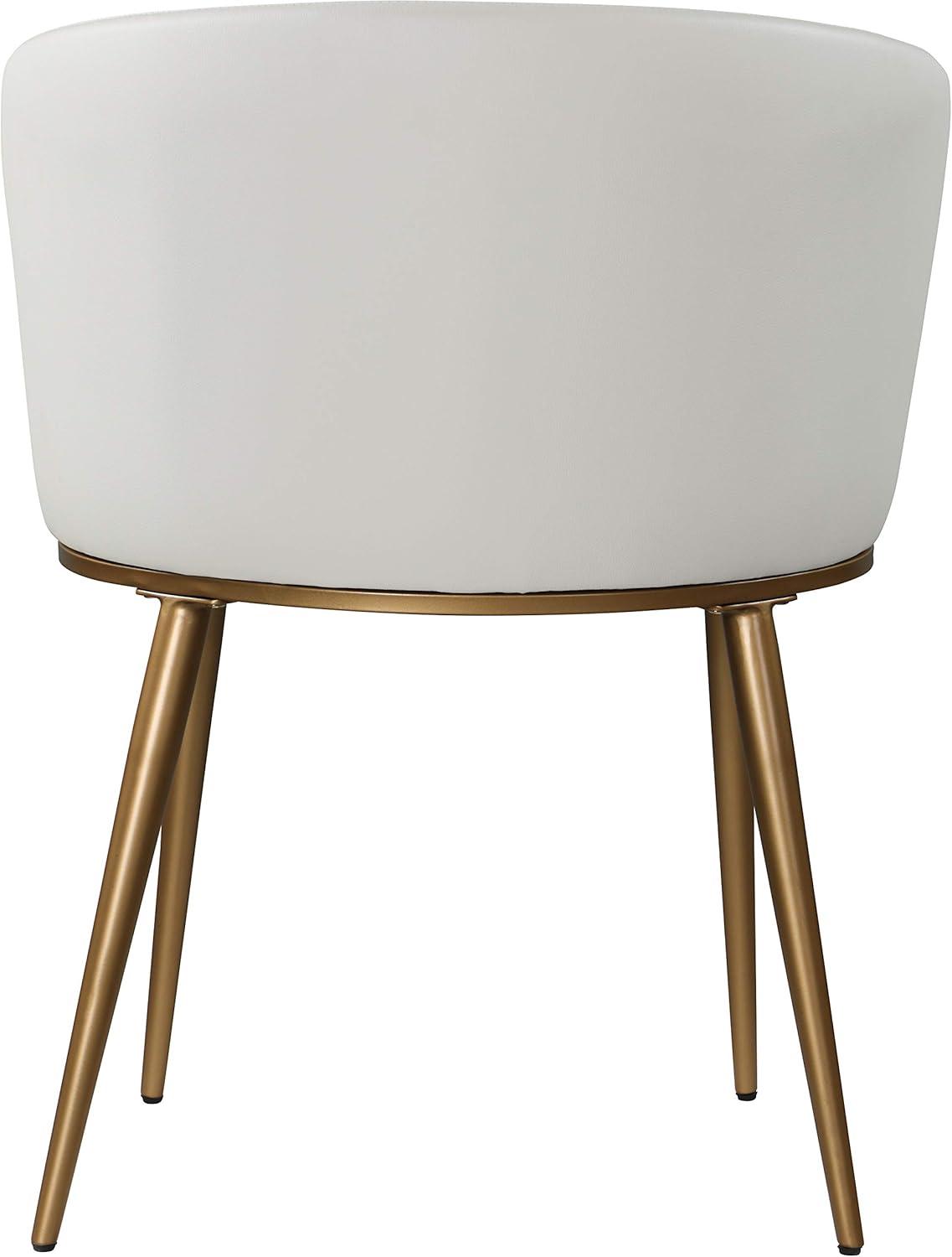 Skylar Petite White Faux Leather Dining Chair with Gold Legs