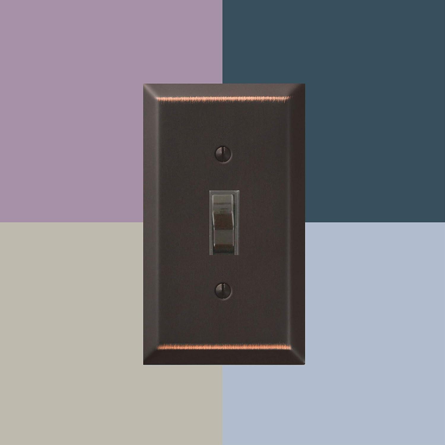 Aged Bronze Steel Single Rocker and Duplex Wallplate