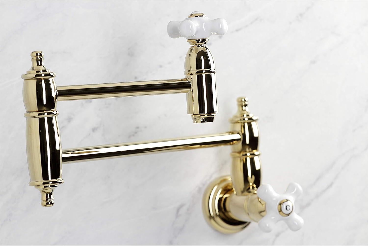 Kingston Brass Restoration Two-Handle 1-Hole Wall Mount Pot Filler Faucet