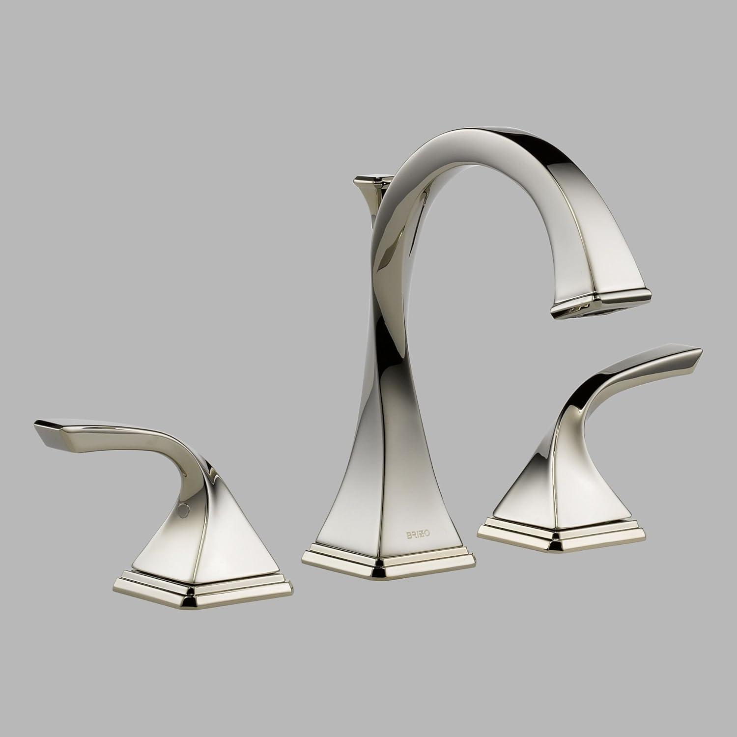 Contemporary Polished Nickel 3-Hole Widespread Eco-Friendly Faucet