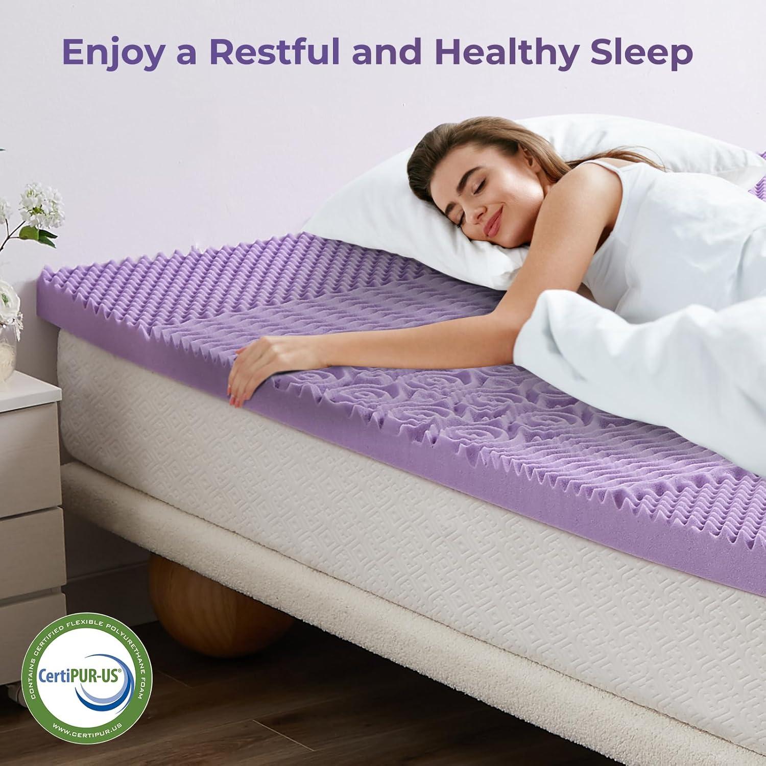3 inches Queen Size Gel Memory Foam Mattress Topper with Washable Cover,Pressure Relief for Back Pain