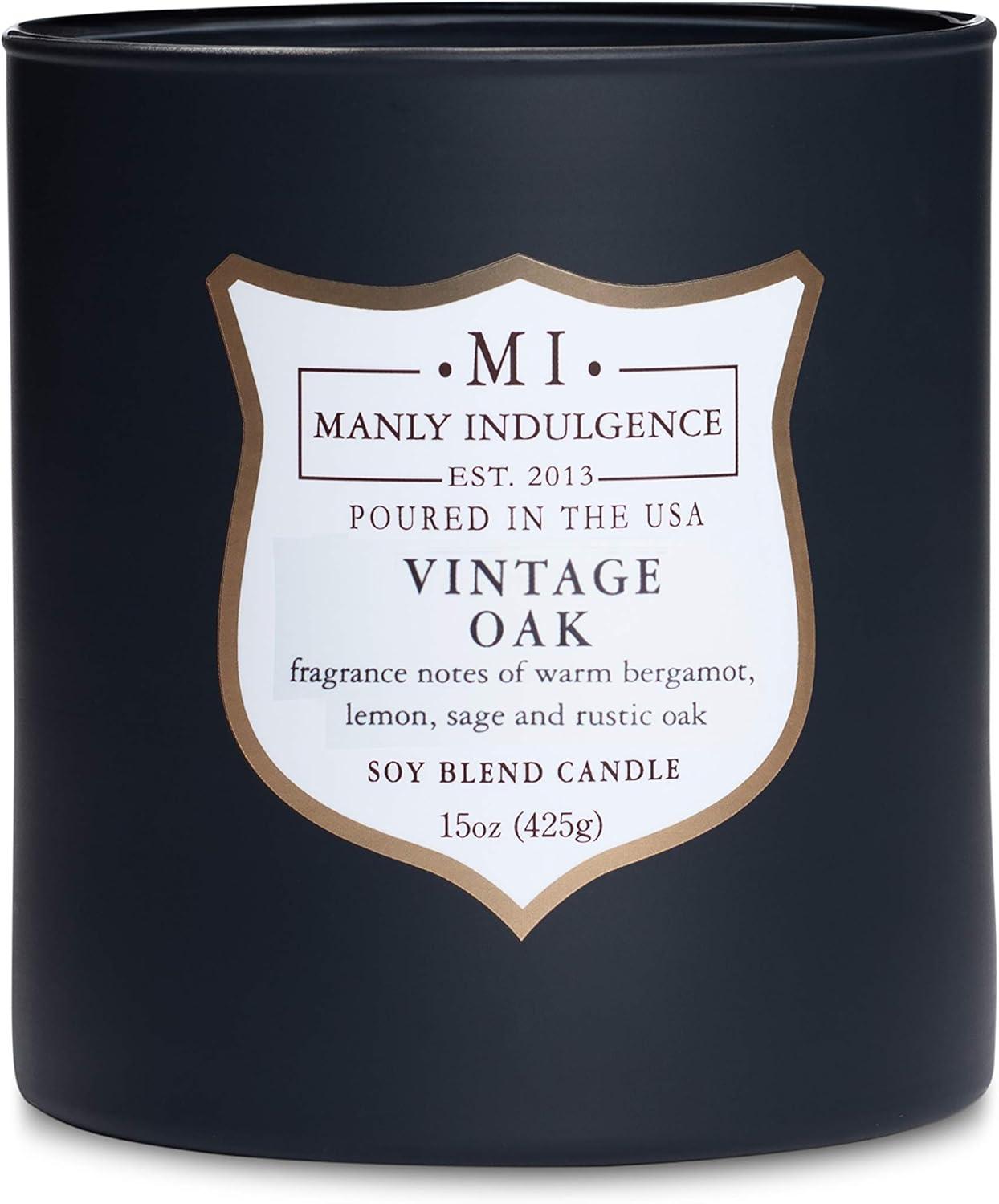 Manly Indulgence Signature Vintage Oak Scented Jar Candle, 15 oz, 60h Burn, Woody & Earthy