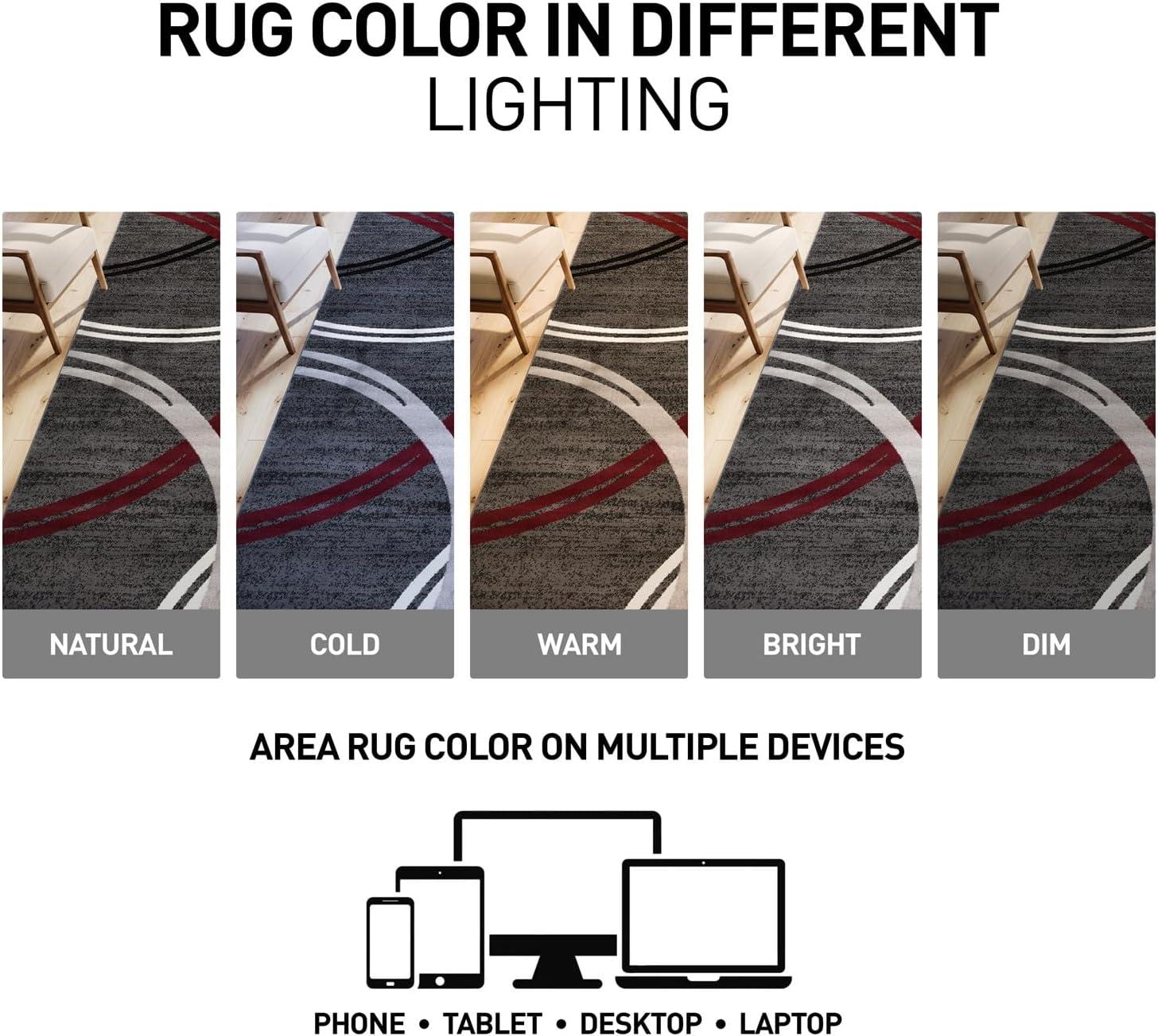 World Rug Gallery Contemporary Abstract Circles Design Area Rug - RED 2'7"x4'