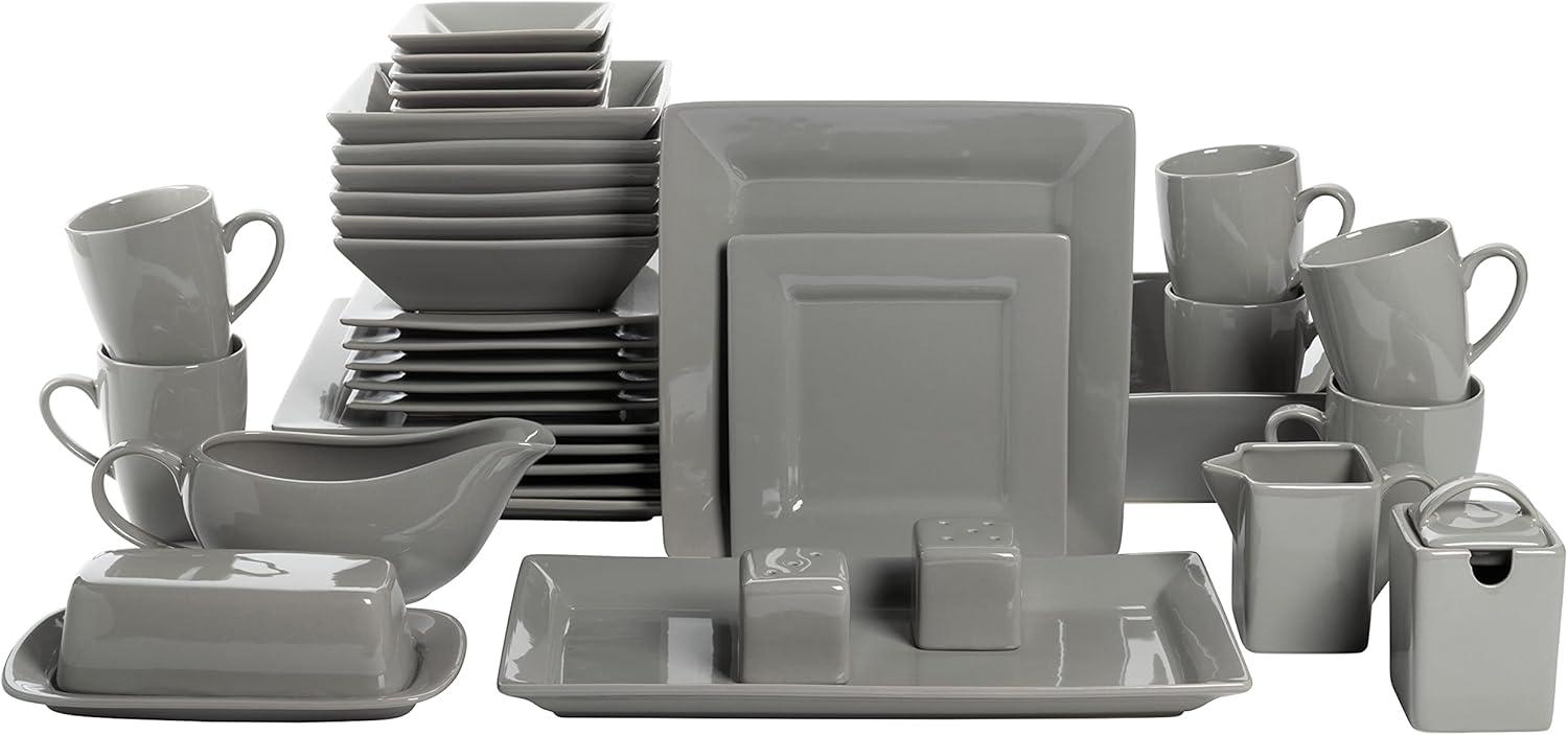 Ten Strawberry Street Nova Square Stoneware 38 Piece Dinnerware Set, Service for 6