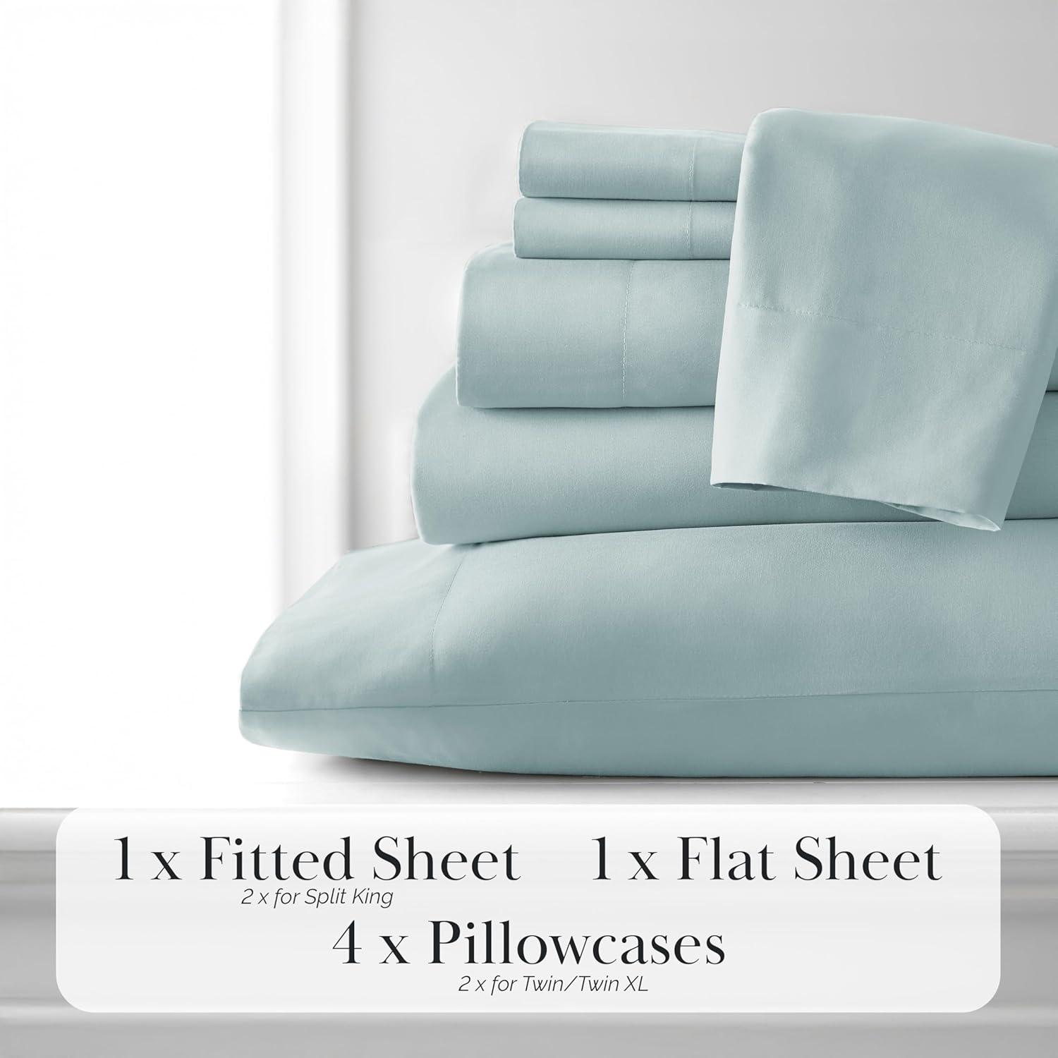 Sky Blue Queen Deep Pocket Microfiber Sheet Set