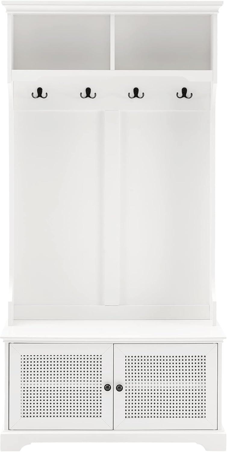 Sarah Hall Tree White - Crosley: Entryway Organizer with Shelving, Coat Hooks, Shoe Cabinet