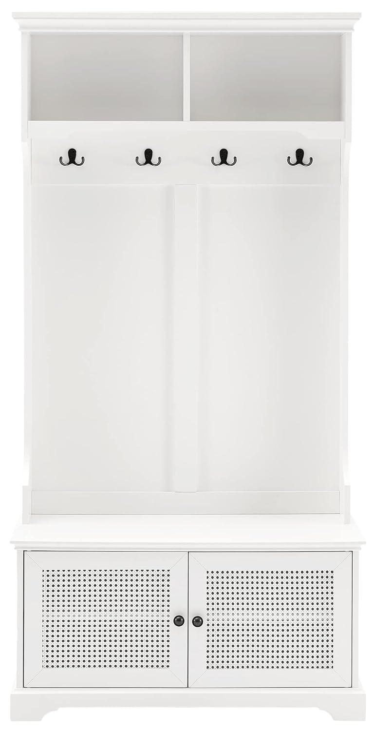 Sarah Hall Tree White - Crosley: Entryway Organizer with Shelving, Coat Hooks, Shoe Cabinet