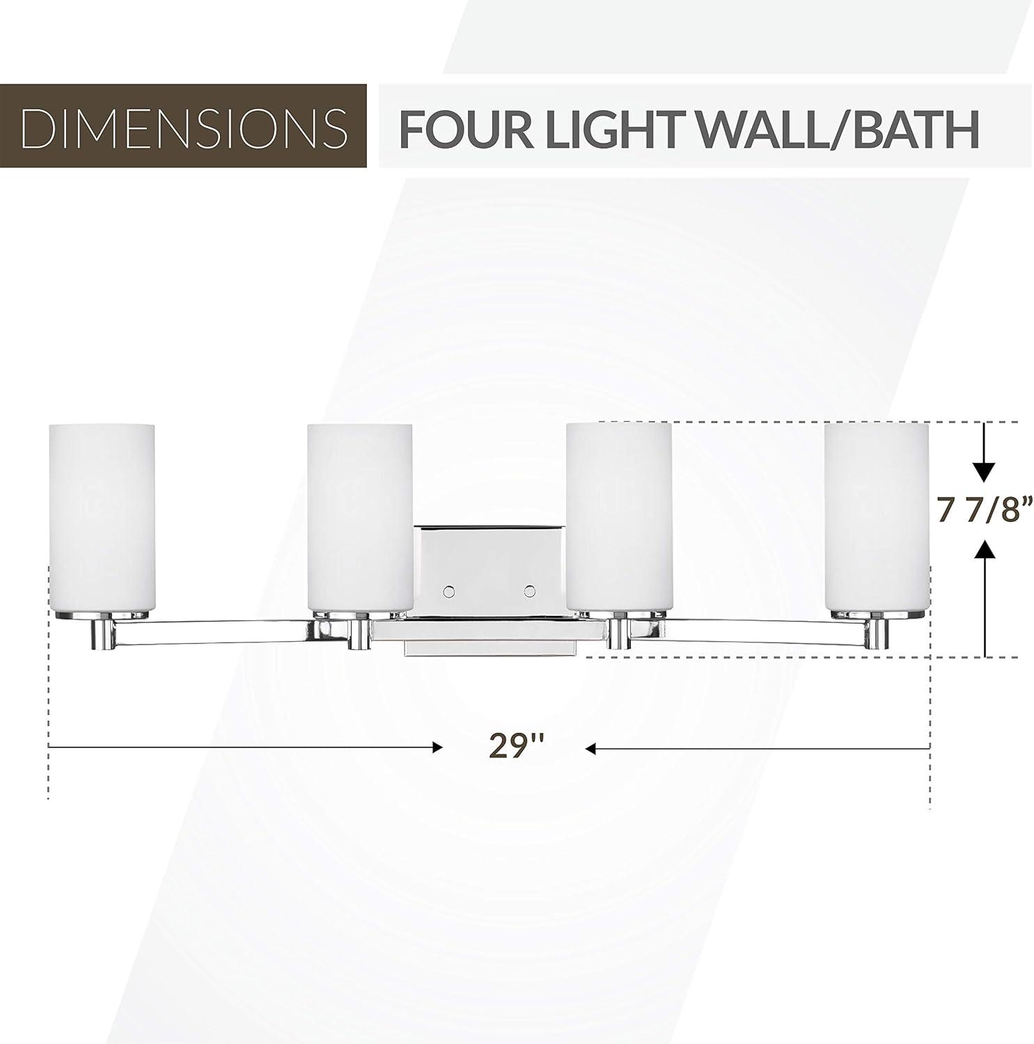 Hettinger 29" Chrome 4-Light Incandescent Vanity with Etched Glass