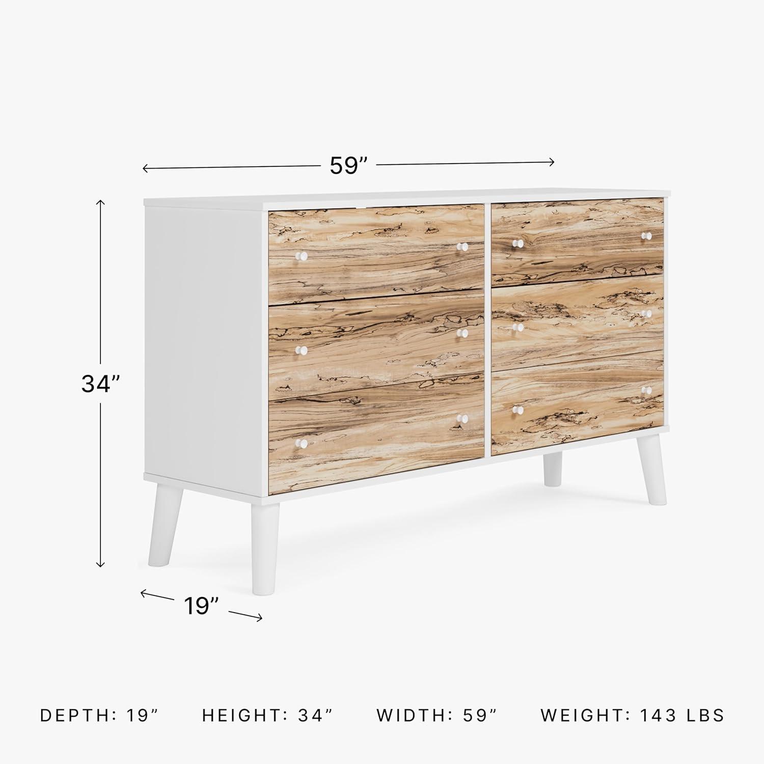 Signature Design by Ashley Contemporary Piperton 6 Drawer Dresser, Two-tone Brown/White