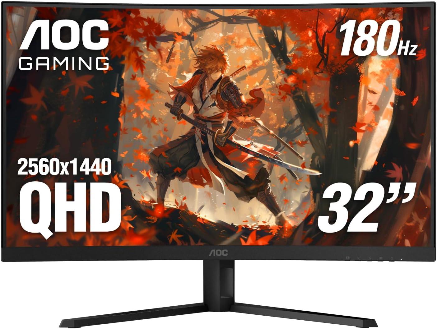 AOC 32" Curved QHD Gaming Monitor with 165Hz Refresh Rate