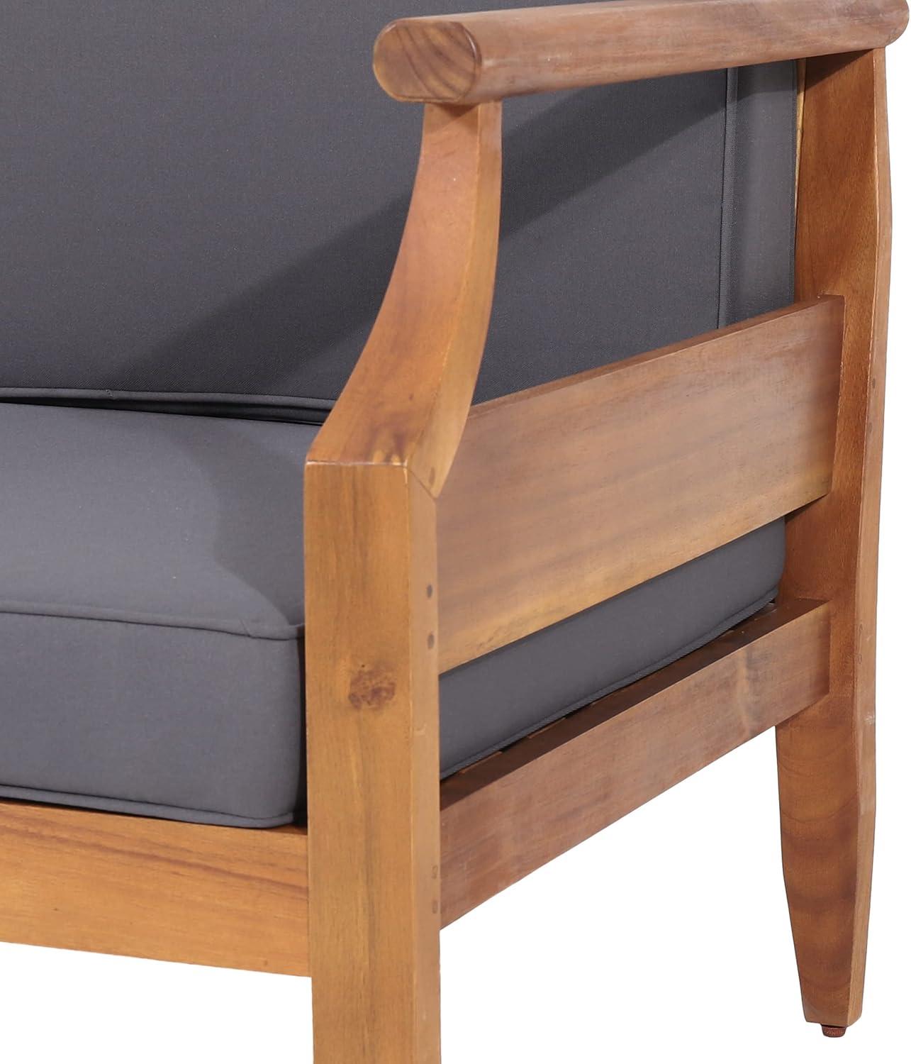 Aston Outdoor Mid-Century Modern Acacia Wood Sofa with Water-Resistant Cushions - Christopher Knight Home