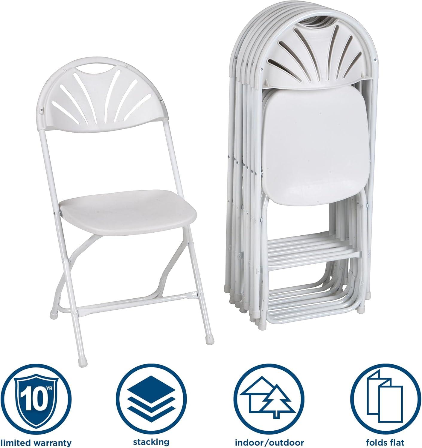 ZOWN Premium Commercial Fan Back Plastic Stacking, Indoor/Outdoor Folding Chair