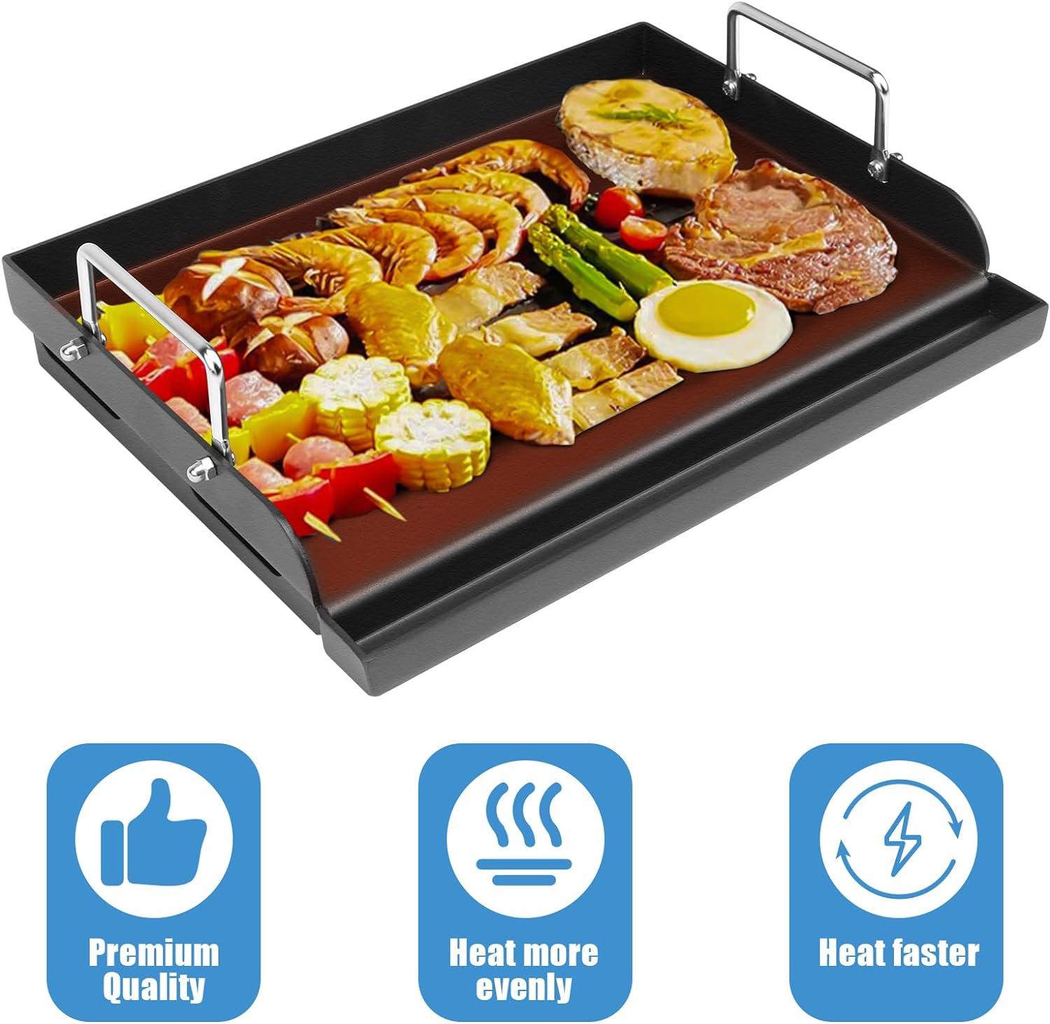 Universal 17" x 13" Nonstick Metal Griddle with Handles