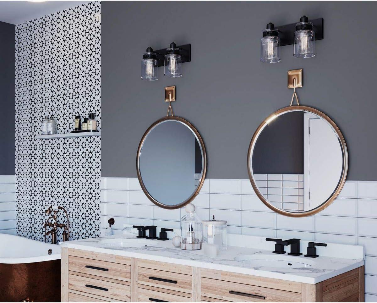 Progress Lighting Calhoun 2-Light Bath & Vanity, Steel, Antique Bronze, Clear Glass Shade