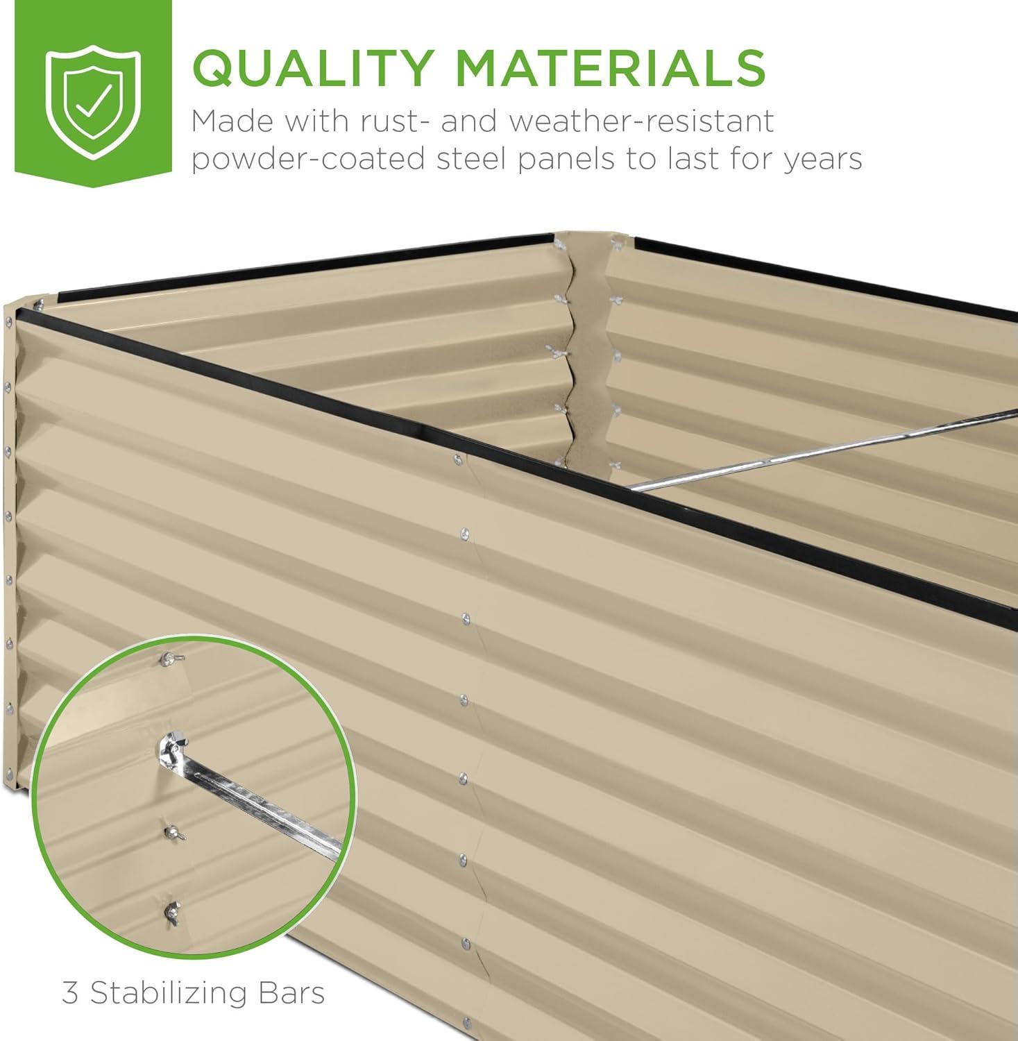 Best Choice Products 8x4x2ft Outdoor Metal Raised Garden Bed, Planter Box for Vegetables, Flowers, Herbs - Beige