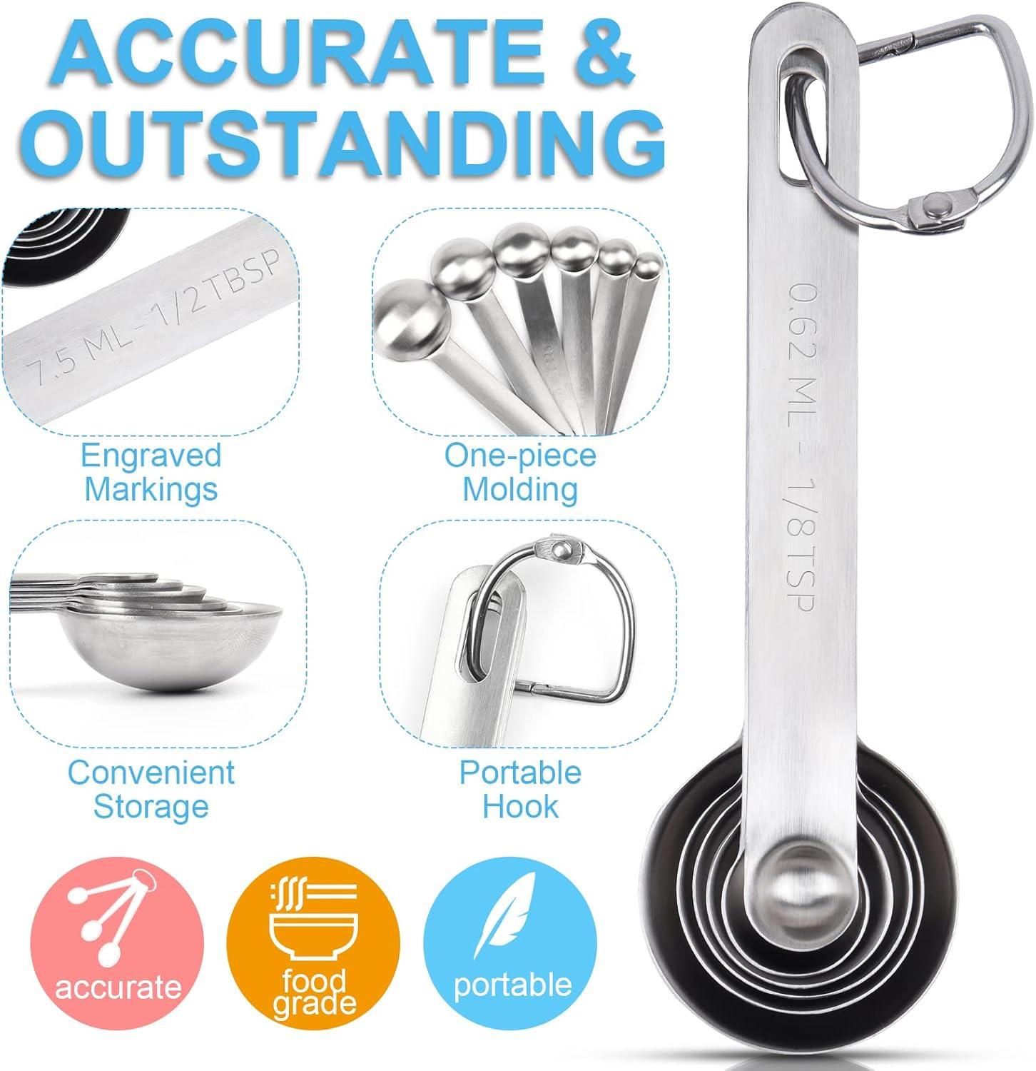 Stainless Steel Measuring Spoons Set with Bonus Leveler